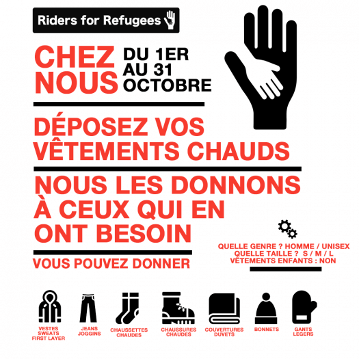 Déposez vos vêtements chauds Riders for Refugees