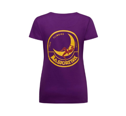 T-Shirt Femme Climbing On The Moon Viola Giallo - Tee Shirt Mc
