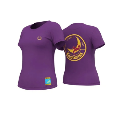 T-Shirt Femme Climbing On The Moon Viola Giallo - Tee Shirt Mc
